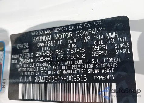 2025 Hyundai Tucson Sel z USA, uszkodzony, nr VIN 3KMJBCDE5SE009516